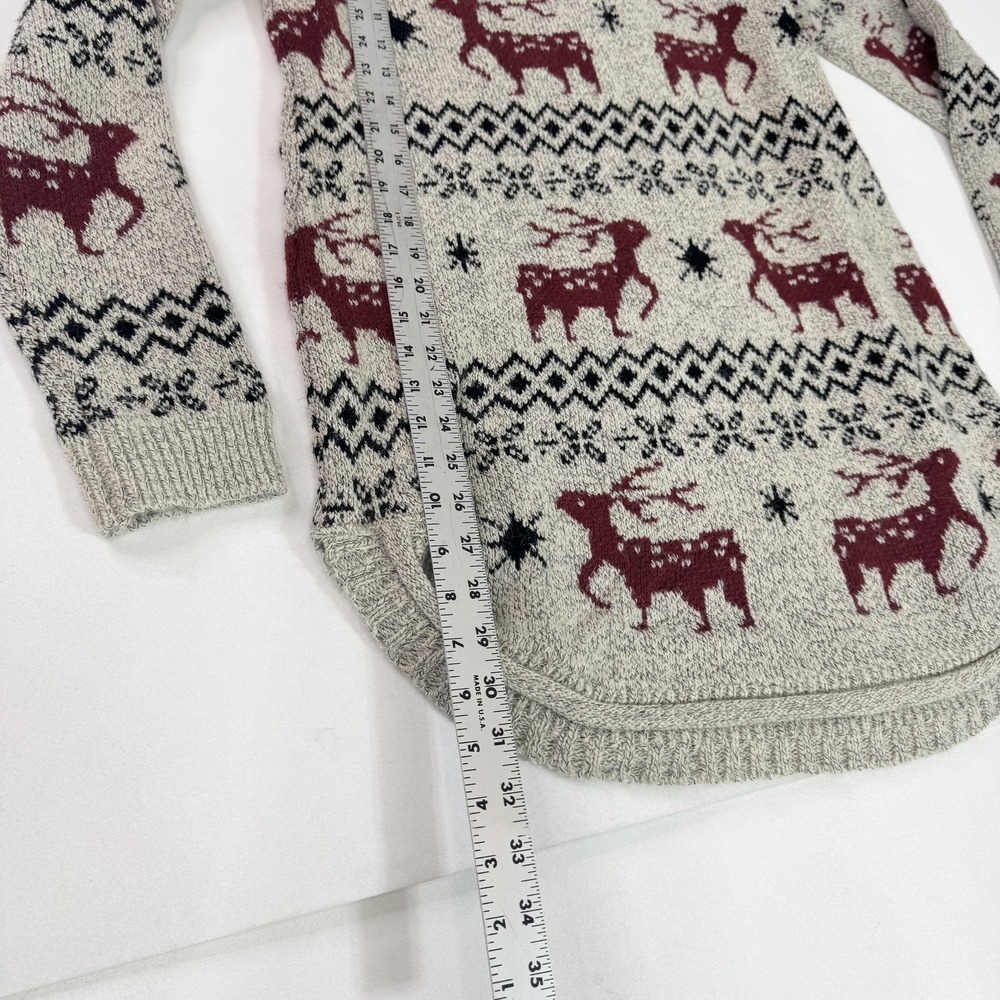 Shineflow Sweater Tunic Womens 1X Gray Fair Isle Reindeer Ugly Christmas Holiday - Picture 3 of 6